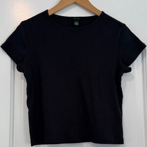 🟡 Wild Fable Black Ribbed Short Sleeve Tee Size Medium